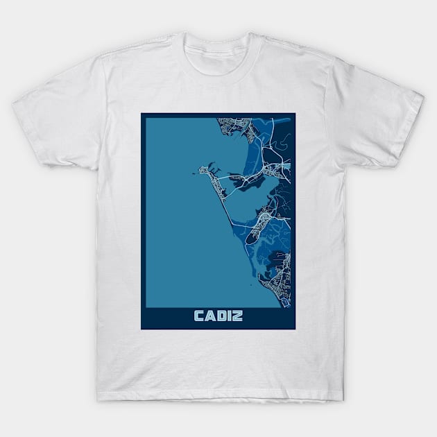 Cadiz - Spain Peace City Map T-Shirt by tienstencil